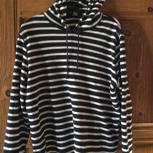 Ann Taylor Navy/White Striped Hooded Sweatshirt, XL